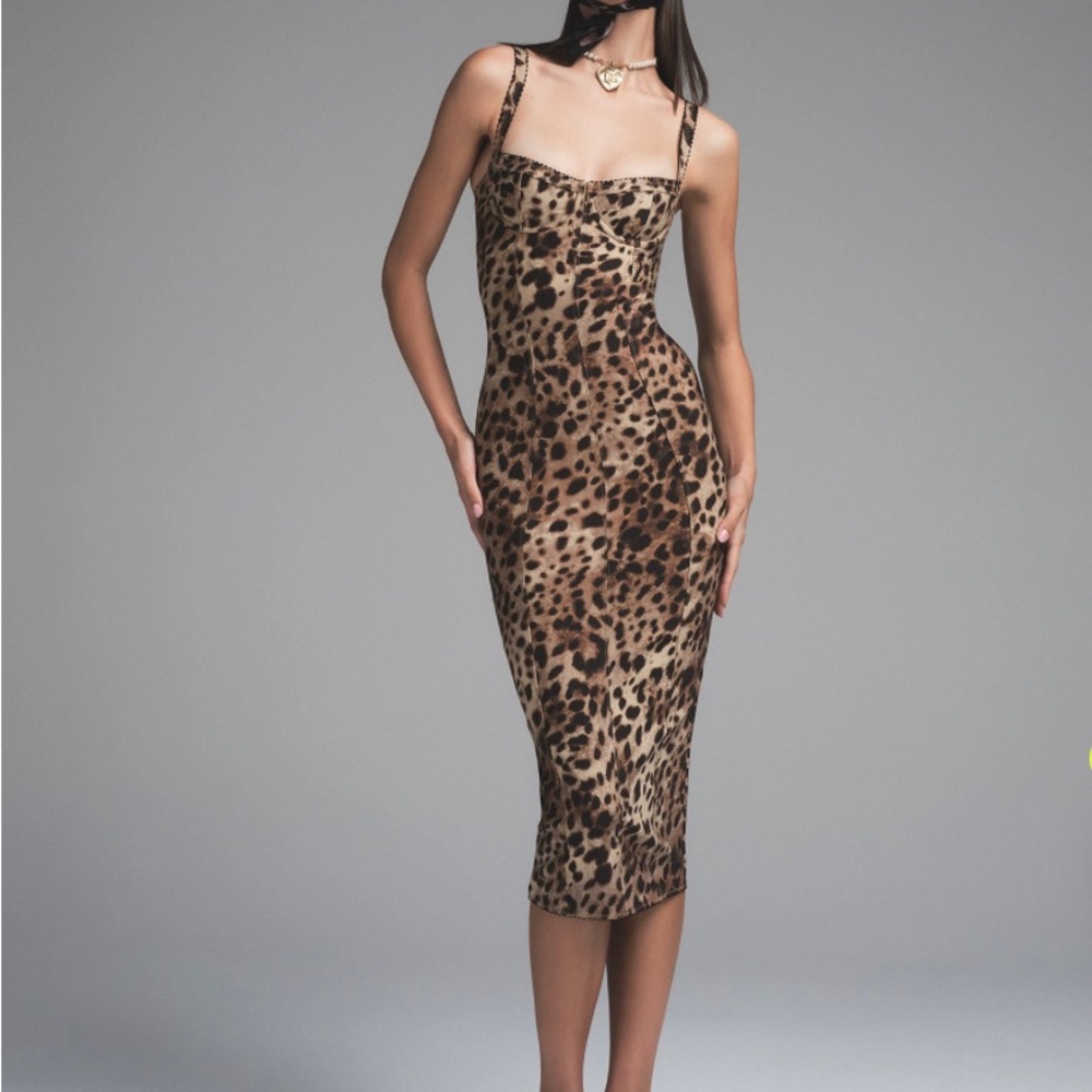 Dolce & Gabbana Leopard Print Midi Dress x Skims collab